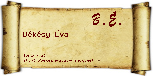Békésy Éva névjegykártya